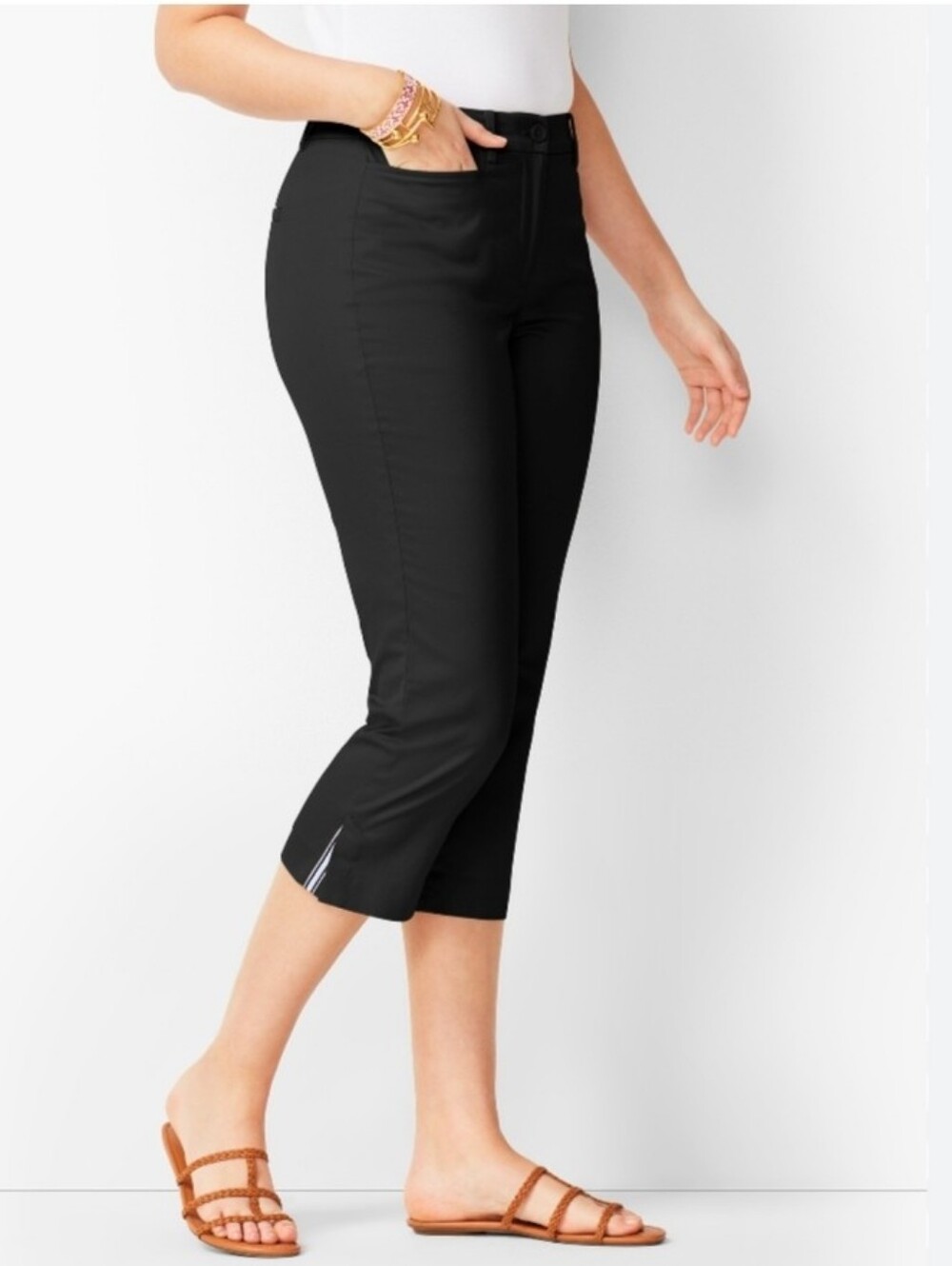 Talbots Pants Women Black Perfect Skimmer Twill Crop Chino Stretch Casual 12P